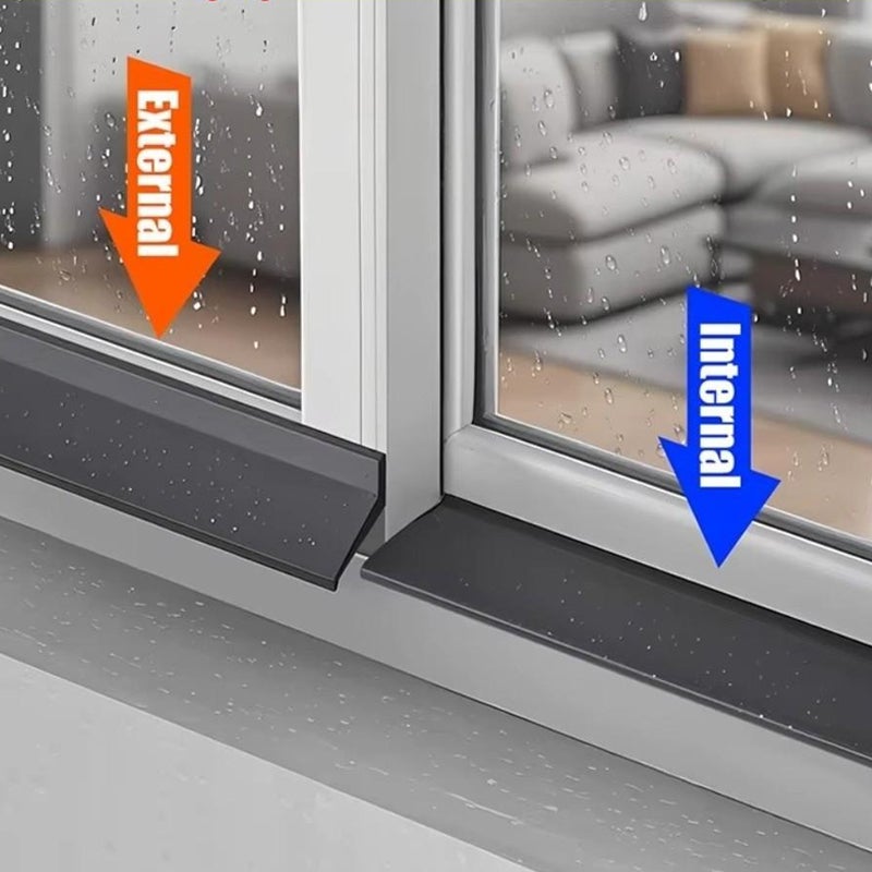 2 sellos para puertas de entrada y ventanas: burlete autoadhesivo de 1,5 m, goma impermeable, protección contra la lluvia, desviador de agua - 4