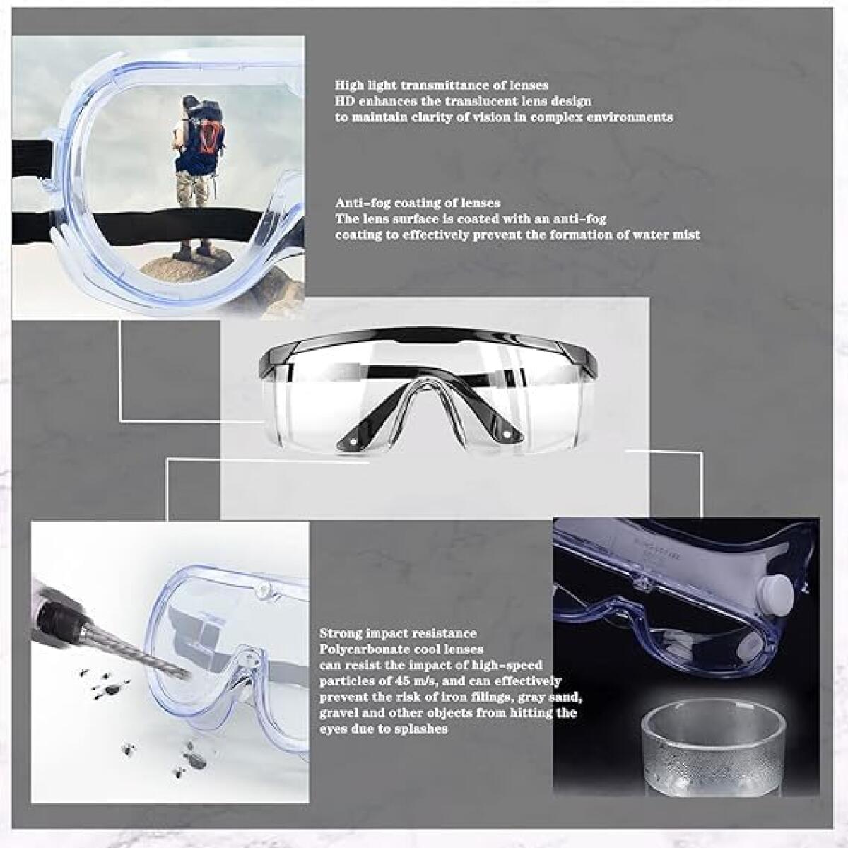 Lot de 2 lunettes de protection - Lunettes de protection anti-buée et anti-salive - Lunettes de protection pour les yeux - 5