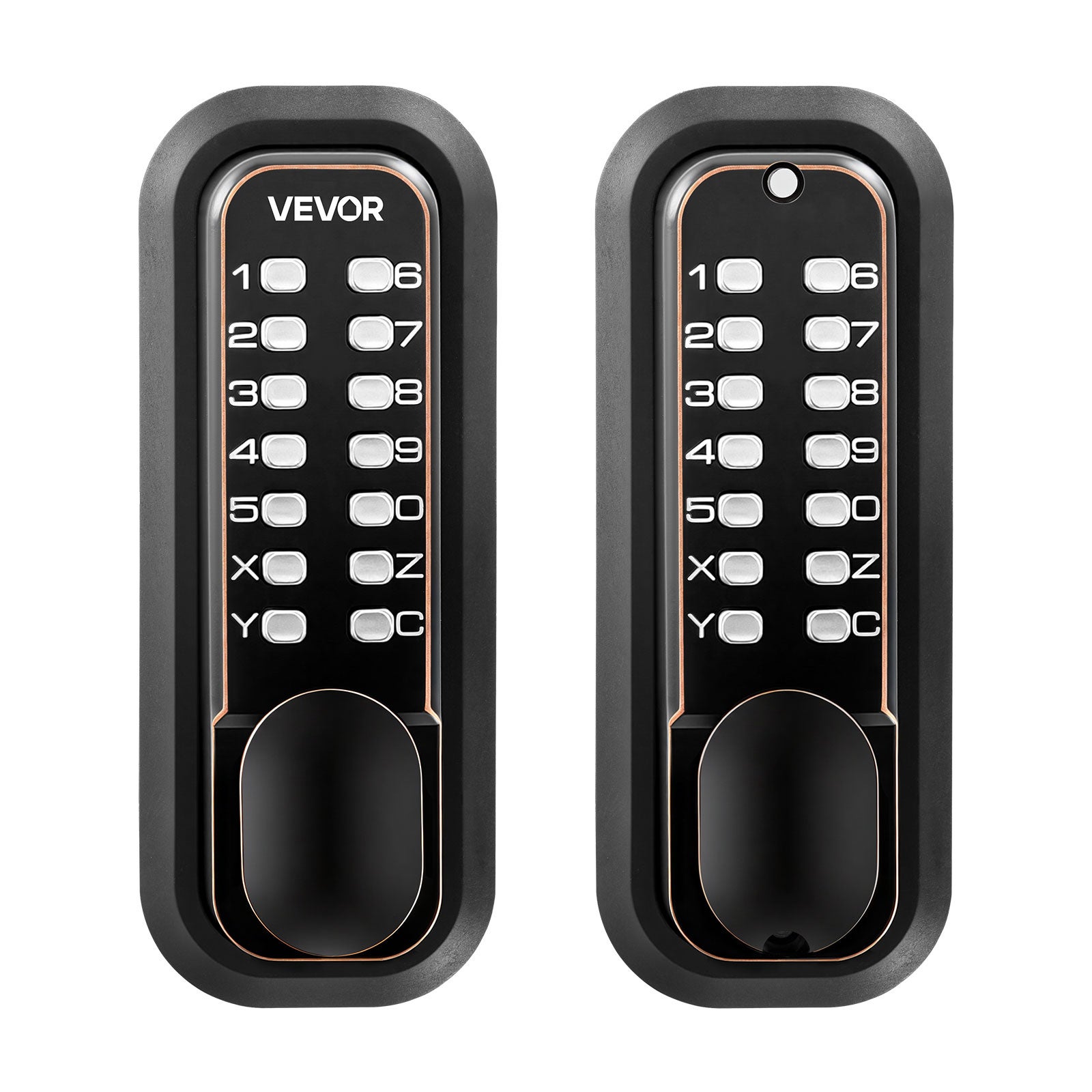 Încuietor cu cod mecanic VEVOR 4-7 cifre, încuietor pentru ușă de intrare fără cheie, cu tastatură dublă, buton pentru ușă, blocare automată, bronz
