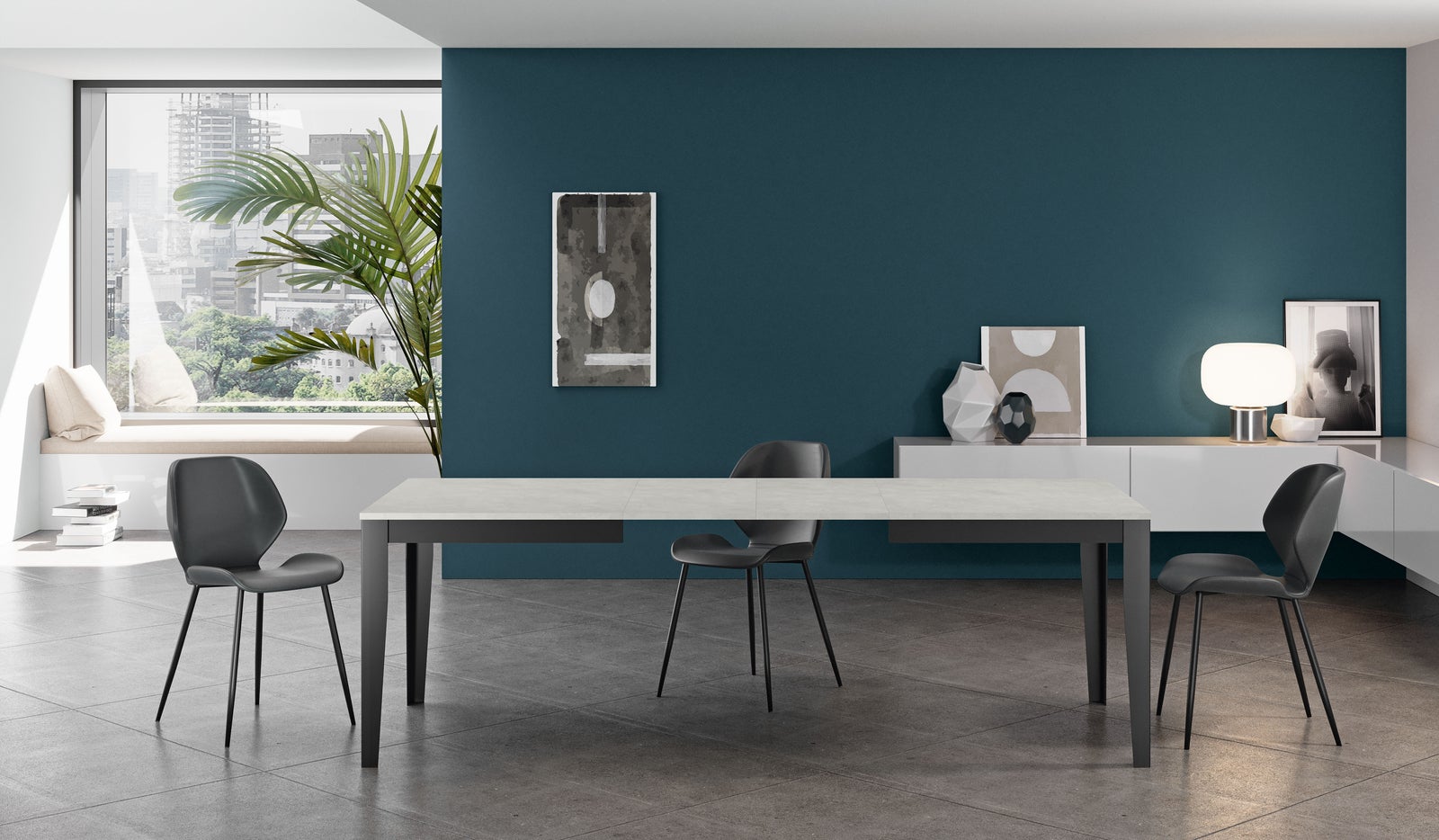 Duży - Stół rozkładany (130/290 x 80 cm) z białej melaminy