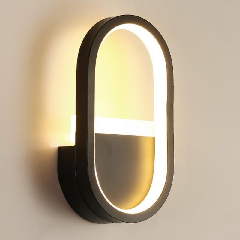 W Nowoczesny kinkiet o ciepłym świetle w stylu nordyckim pojedynczy metalowy pierścień z akrylowym kloszem mini lampa ścienna przewodowa do pokoju