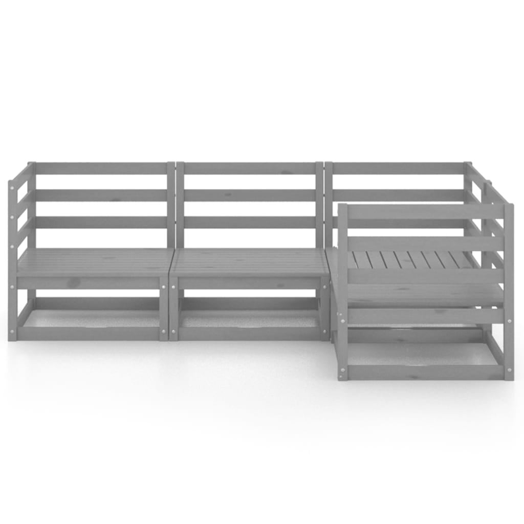 Maison Exclusive - Set Divani da Giardino 4 pz Grigio in Legno Massello di Pino - 3