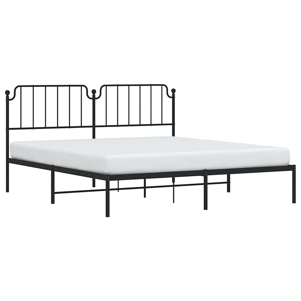 Estructura cama sin colchón con cabecero metal negro 183x213 cm vidaXL - 5