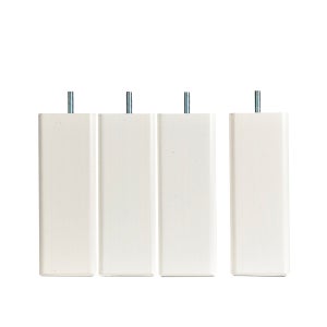 BELLECOUR LITERIE Jeu de pieds de lit carrés en bois Blancs Hauteur 15