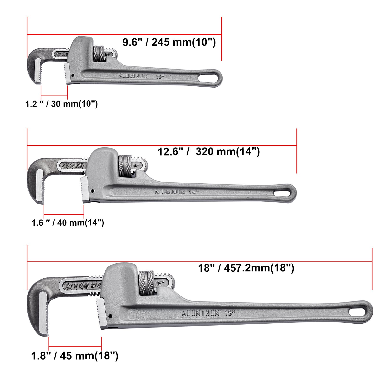 Clé Serre-tubes en Aluminium de 122 cm, Clé à Griffe Capacité de Mâchoire 110 mm, Clé à Tuyau de Plomberie Réglable, Robuste, Pince de Plombier avec Poignée Ergonomique, Construction Entretien