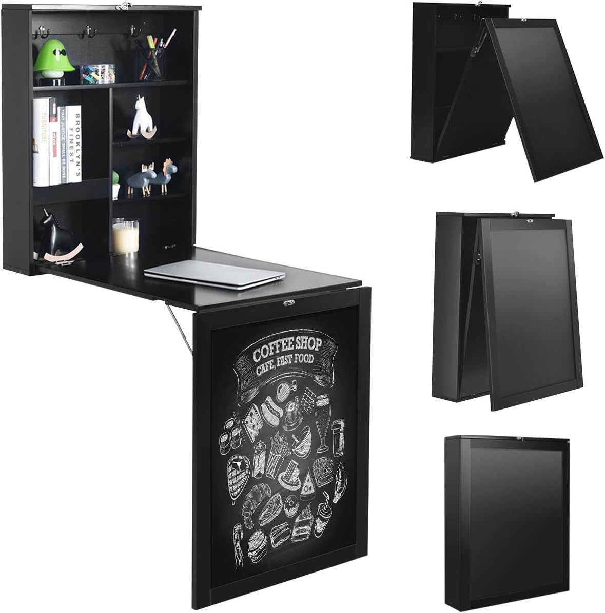 Table Murale Rabattable Pliable avec Compartiment Intégrée et Tableau ...