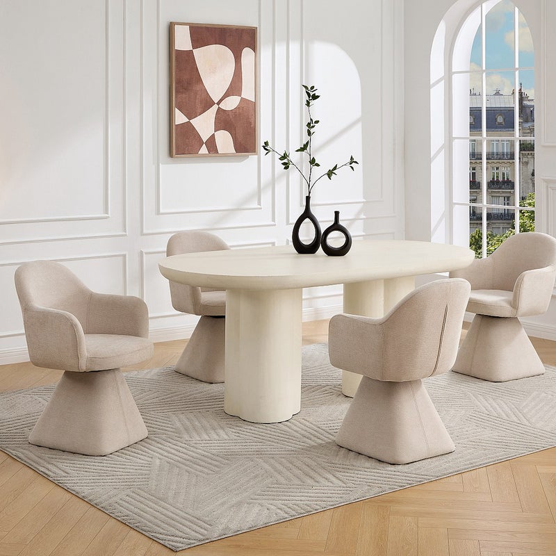 Zestaw 2 foteli obrotowych z podłokietnikami z tkaniny - Beżowy - VALYRA