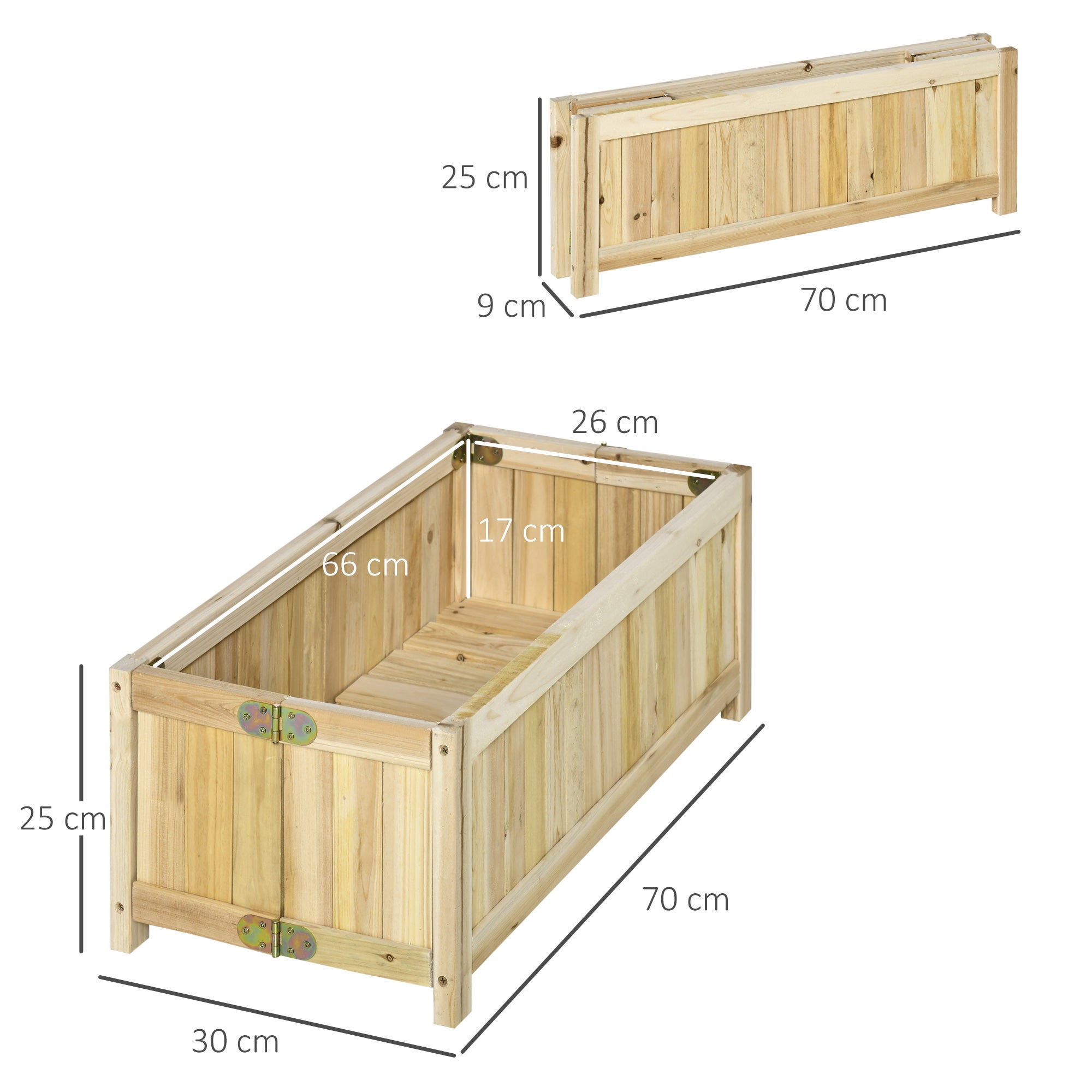 Jardinière sur Pied Pliable bac à Fleurs dim. 70L x 30l x 25H cm Corps Aspect Lattes Bois Sapin pré-huilé - 5