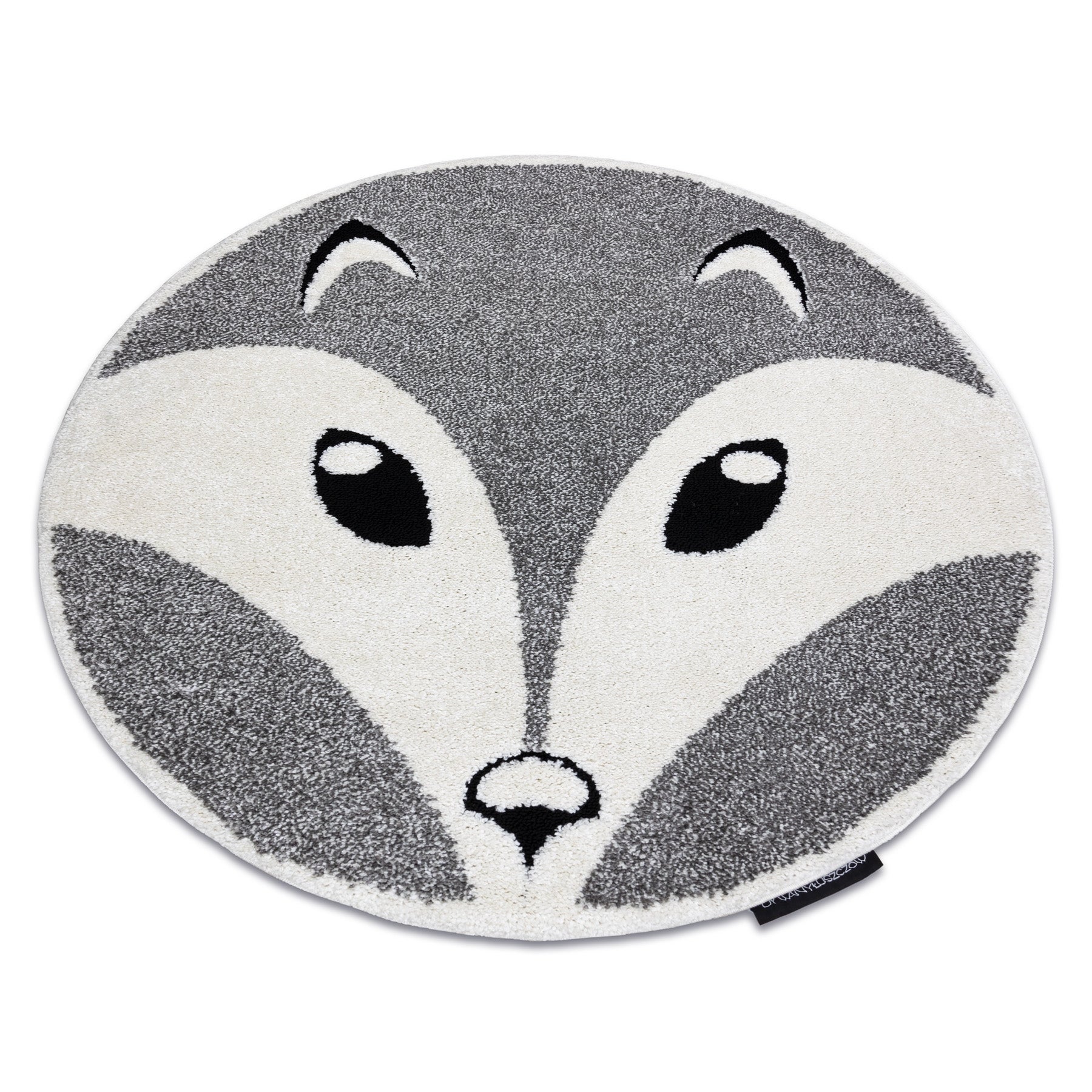 Dywan dziecięcy JOY Koło Fox lisek, dla dzieci - Strukturalny, dwa poziomy runa szary / krem koło 120 cm