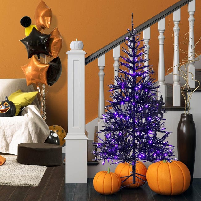 Decorazioni di Halloween Albero Spaventoso Nero con Luci LED Viola e Arancioni a Batteria Decorazione Artificiale di Betulla per Halloween Decorazioni di Halloween Albero Spaventoso Nero con Luci LED Viola e Arancioni a Batteria Decorazione Artificiale di Betulla per Halloween