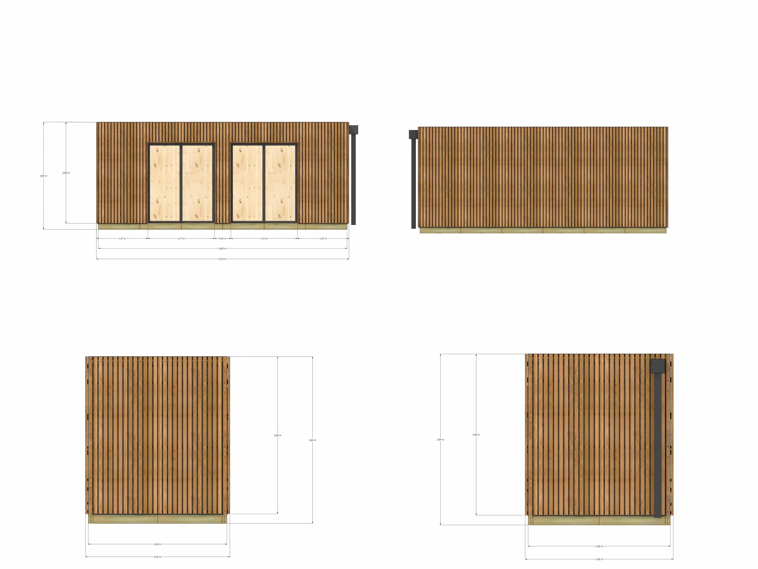 Annexe de jardin sans permis en bois 6,6 x 2,4 x 2,7 m avec plancher isolé / menuiseries alu k-line - 4