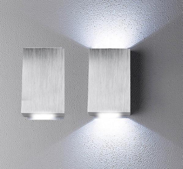 Dwa wewnętrzne kinkiety LED, lampka nocna do sypialni, oświetlenie korytarza, aluminiowy kinkiet w kolorze szarym, białe światło