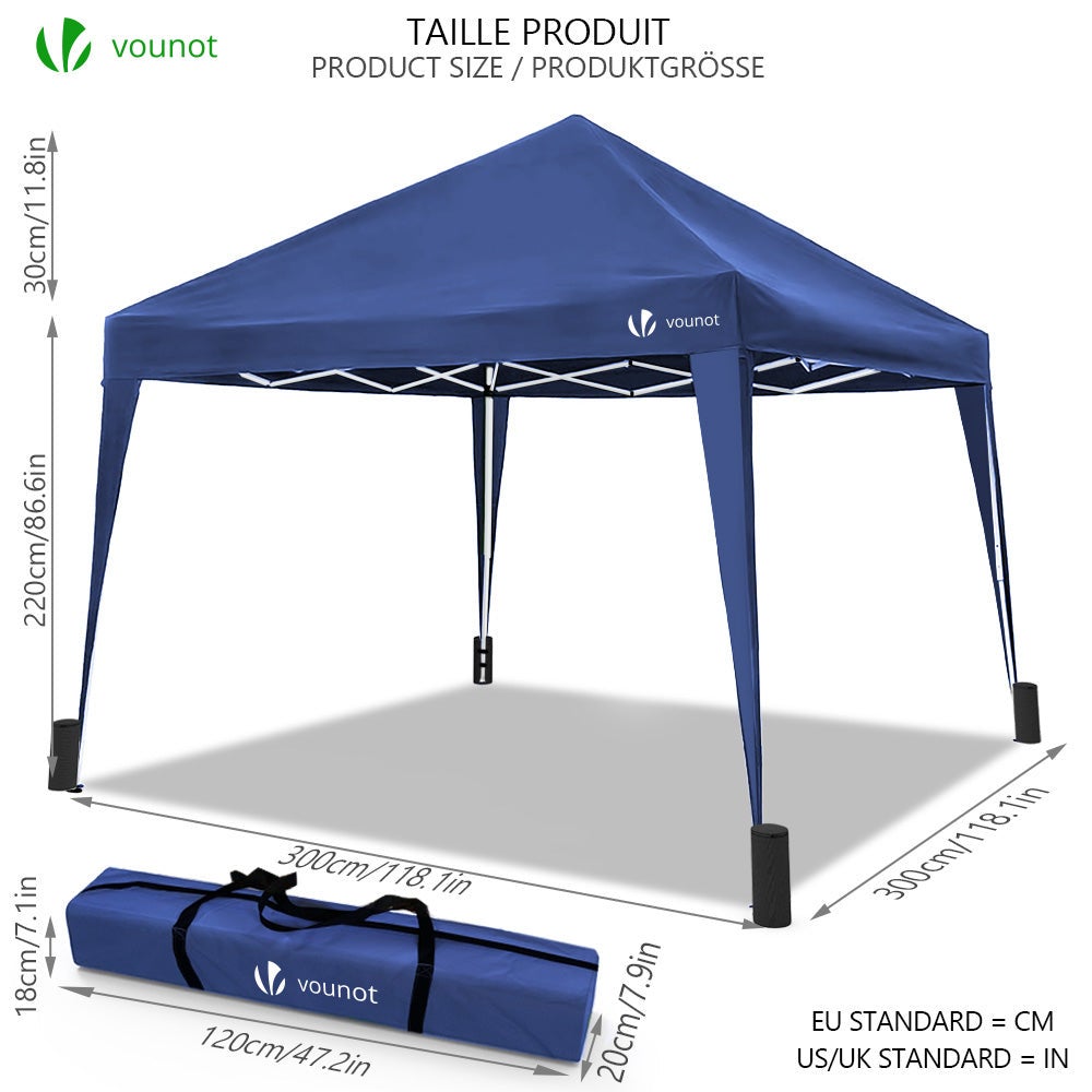 Gazebo Plegable Cenador 3x3 m Pabellon de Jardín, Azul - 5
