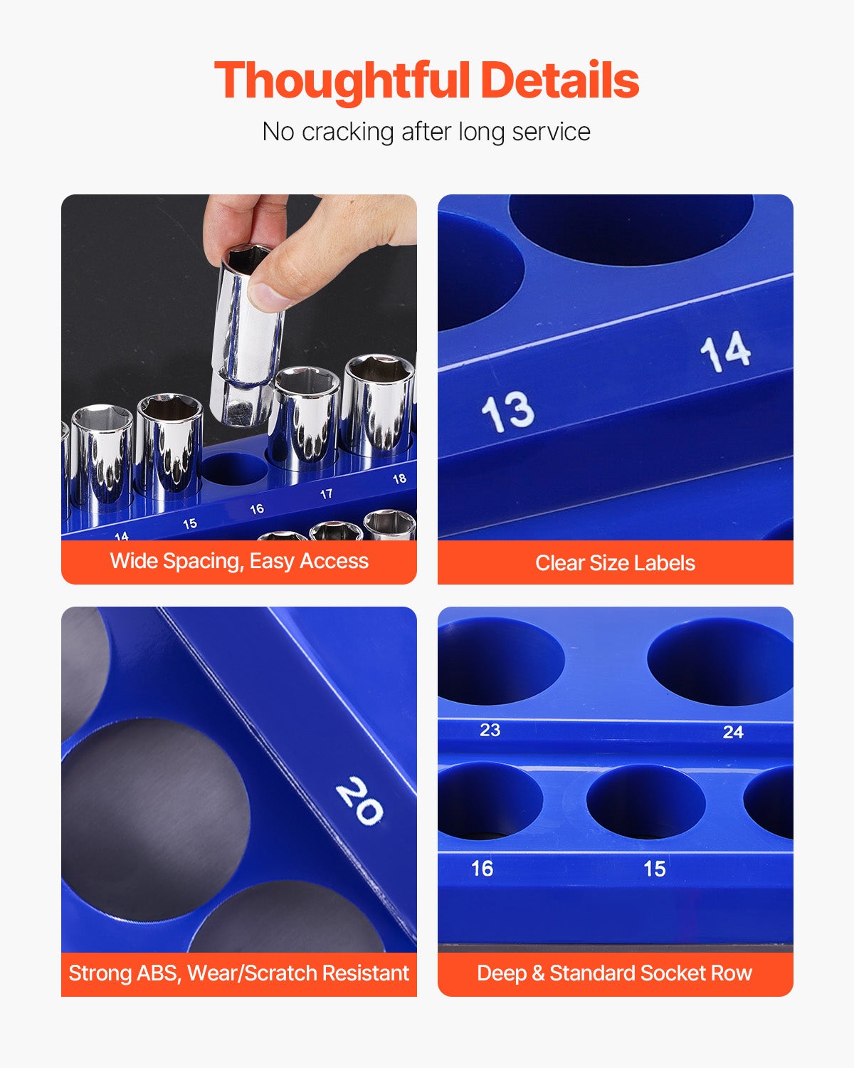 Ensemble d'Organisateurs Douilles Magnétiques SucceBuy,8 Pièces,Plateaux Métriques,Peut Contenir Jusqu'à 199 Douilles,(Douilles Non Incluses) - 7