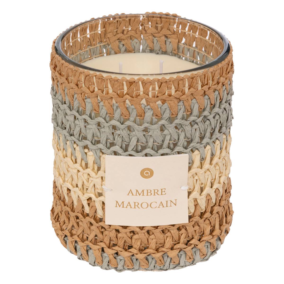 Bougie mèche en bois H. 8 cm SNOW Ambre - Bougie