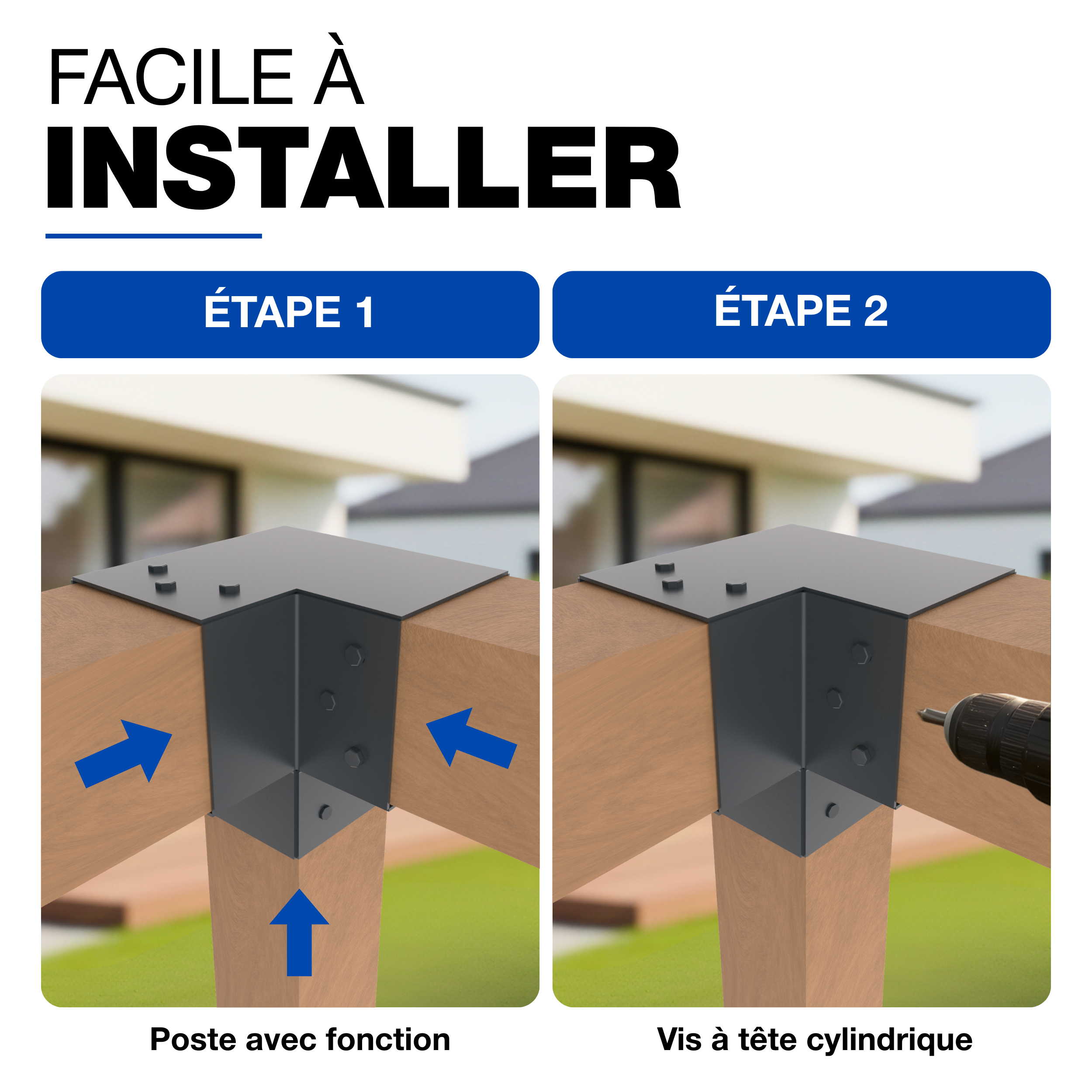 Connecteur de Poteau Y 71x71 mm Thermolaqué Anthracite Pergola Connecteur D’Angle Droit 3 Voies Pavilon Support de Menuiserie DIY GeZu Impex - 3