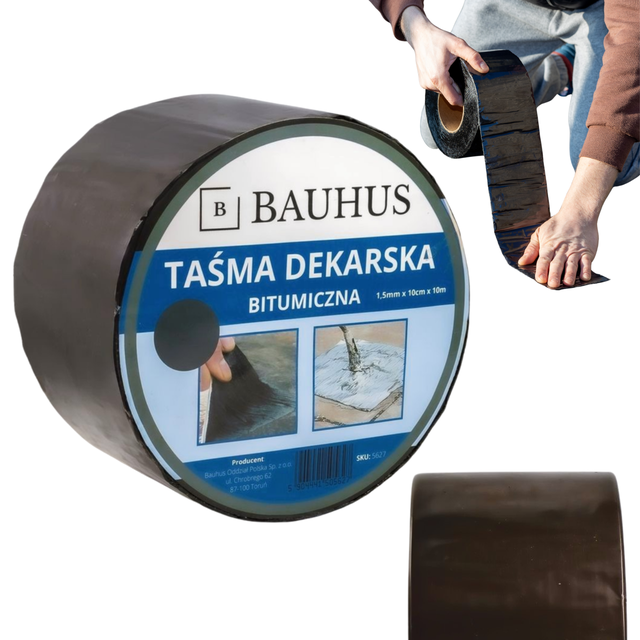 Taśma dekarska Bauhus bitumiczna grafit 10cm x 1,5 mm x 10 mb