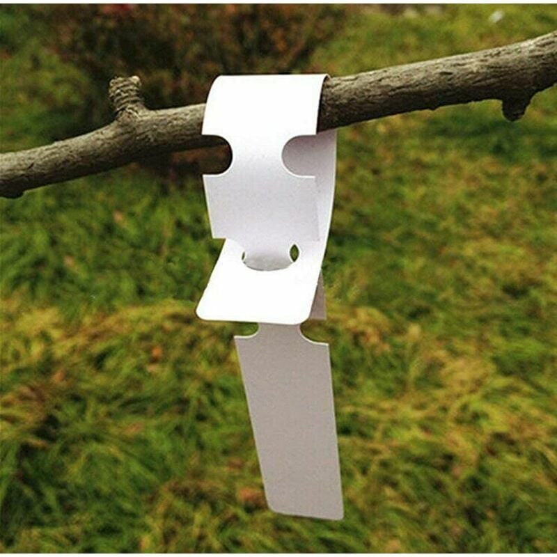 200 białych, plastikowych etykiet do zawieszenia na kwiatach i drzewach, o wymiarach 2 x 21 cm, z dużą, białą powierzchnią do pisania