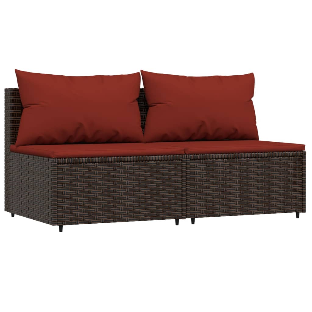 Salon de jardin 4 pcs | Mobilier d'extérieur avec coussins marron résine tressée Maison Chic - Gamm vert