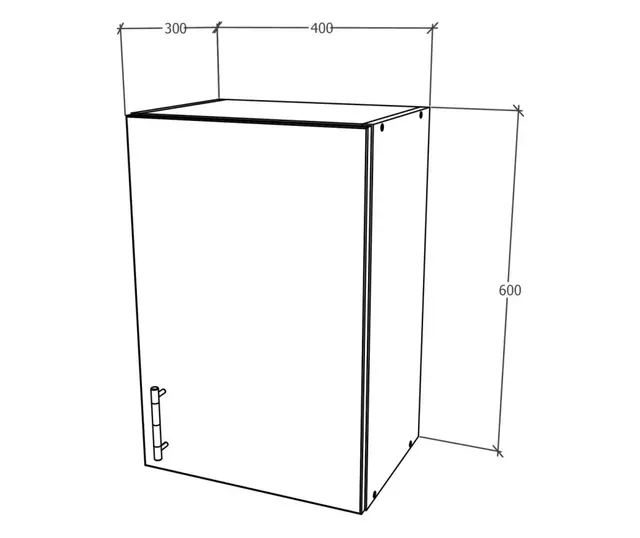 Meuble haut haaus Karo, 1 porte, Anthracite/Blanc, 40 x 30 x 60 cm - 3