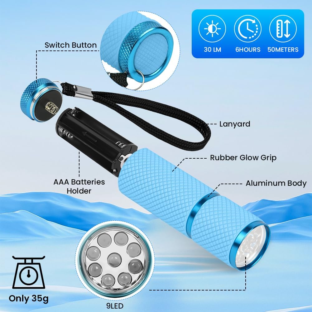 4 PCS Mini Lampe Torche, Lampe Torche LED Ultra Puissante, lampe torche pile, Jeu de lampe de Poche LED - 4