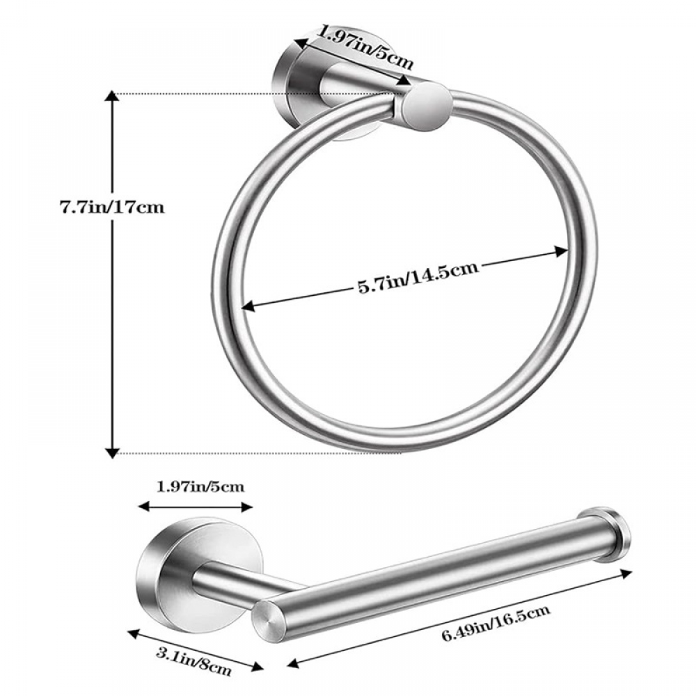 Portasciugamani in acciaio inox 304, 40 cm, montaggio a parete, mensola