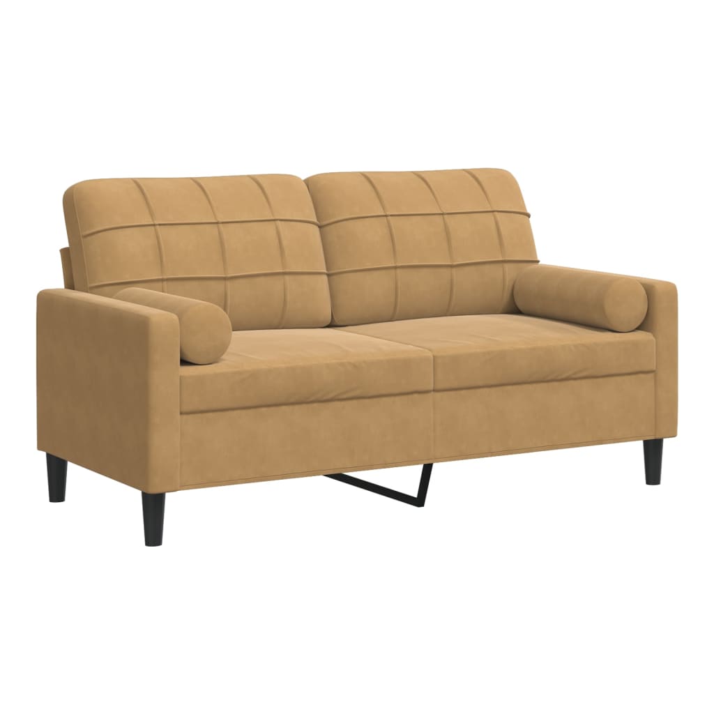 Sofá de 2 plazas | sofá de salón | sofá de descanso con cojines terciopelo marrón 140 cm cfw298536
