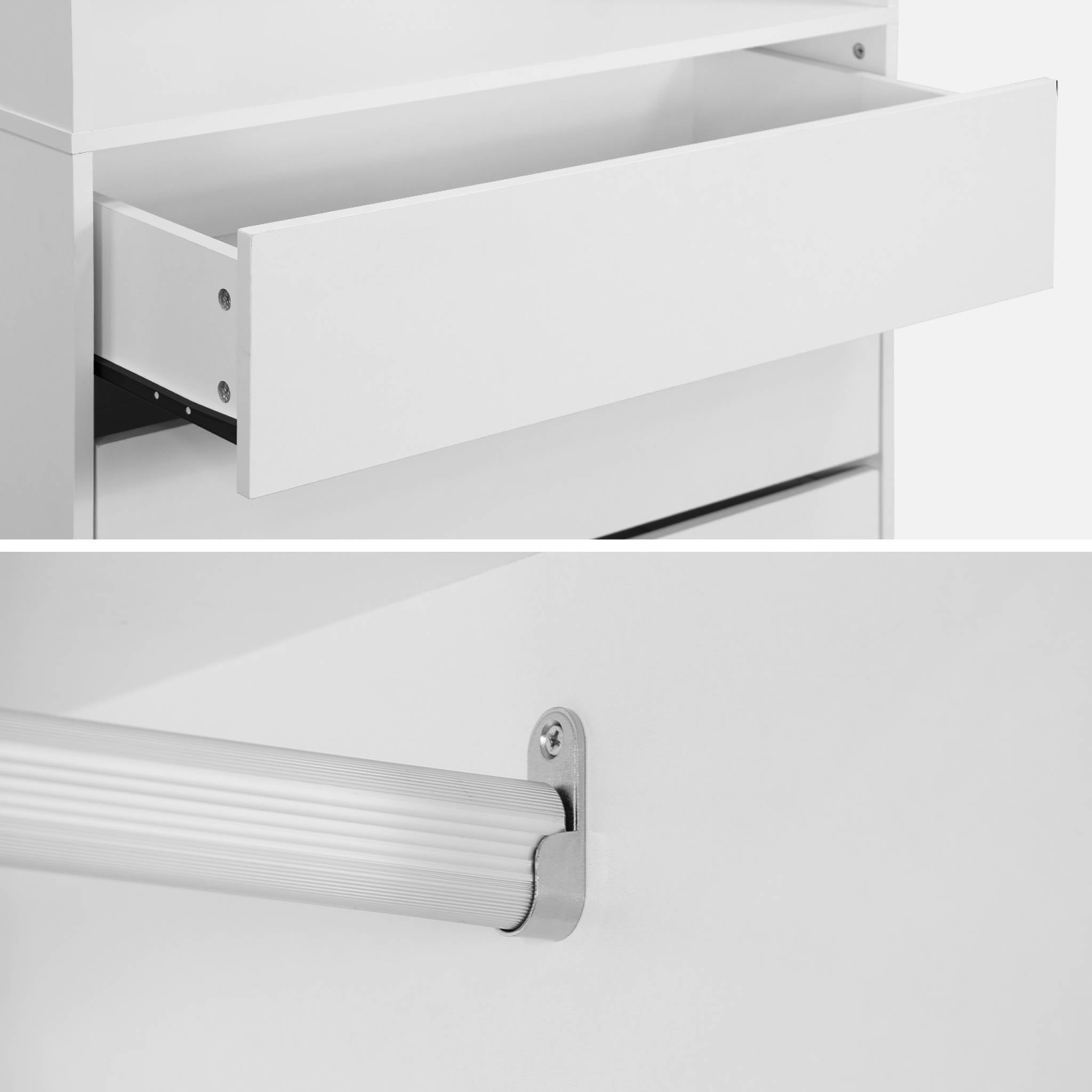 Module dressing avec 4 tiroirs et 1 penderie blanc. panneaux stratifiés MODULO - 9