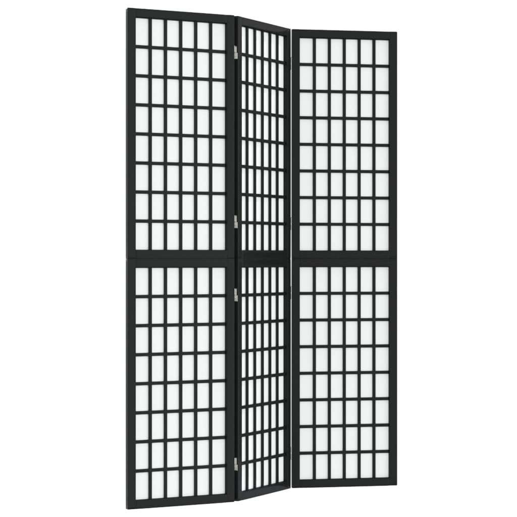 Biombo plegable con 3 paneles | biombo divisor | paravientos estilo japonés negro 120x170 cm cfw50636
