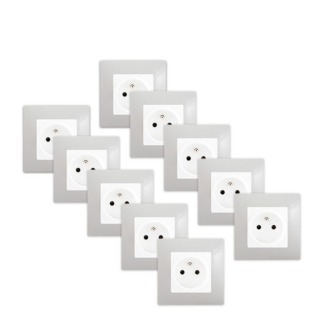 Placa Triple Siemens Delta Viva - Gris, Reversible Horizontal/Vertical, Con Protección Infantil