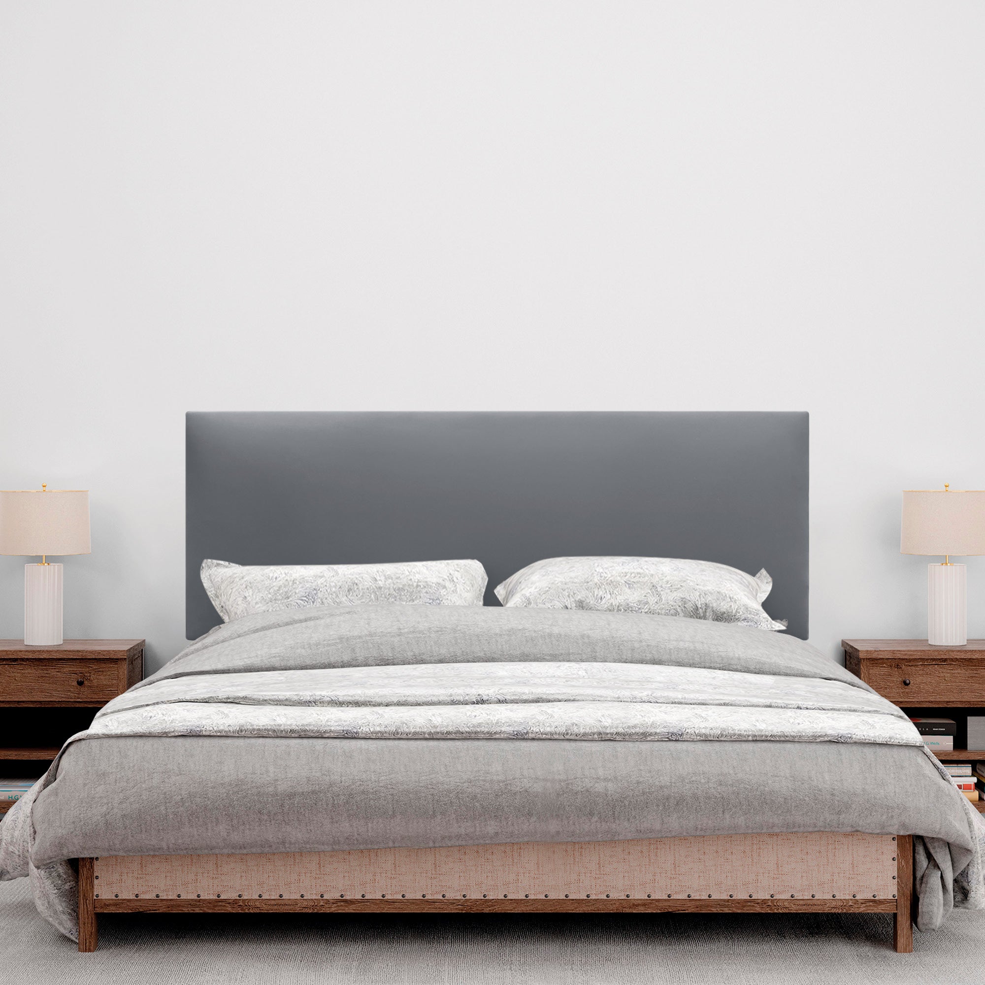 DHOME Cabecero de Polipiel Liso y con Patas cabeceros Cabezal tapizado Cama (Polipiel Gris, 135cm (Camas 120/135/140)) - 4