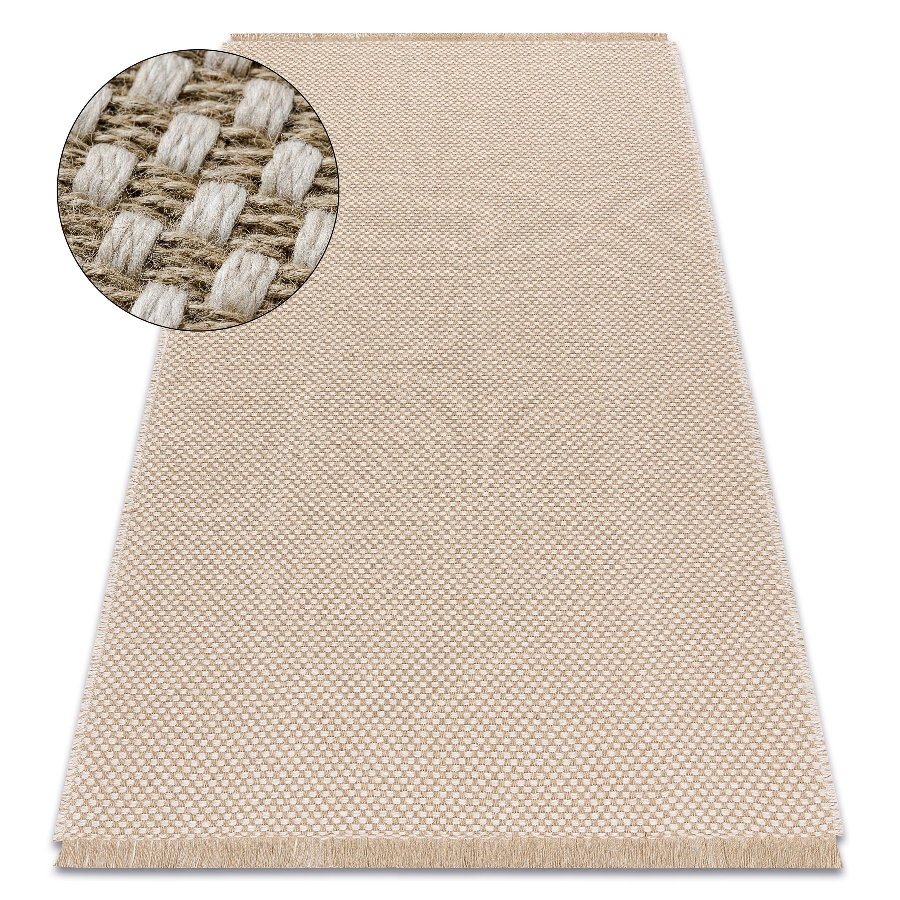 Dywan JUTE 3731 krem / beż - jutowy, płaskotkany, frędzle 120x170 cm