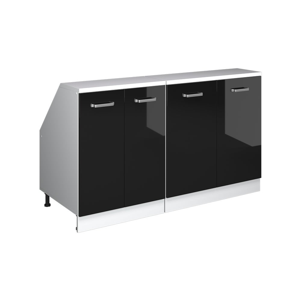 Vicco armario de cocina para techo inclinado r-line, negro brillo intenso, 140 cm lote de 2 carcasas de armario 60 cm de profundidad