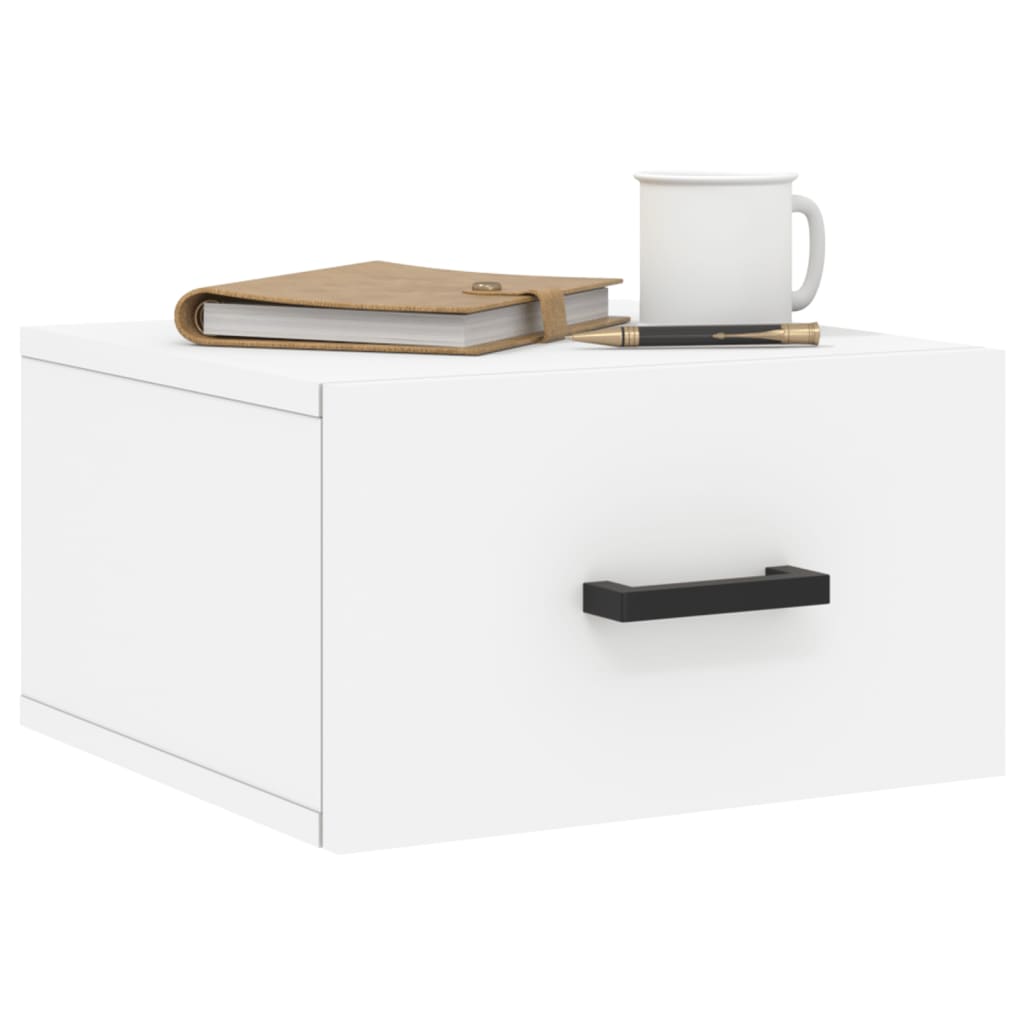 Mesita de noche de pared，Mesilla de noche flotante blanco 35x35x20 cm CFW60932 - 3