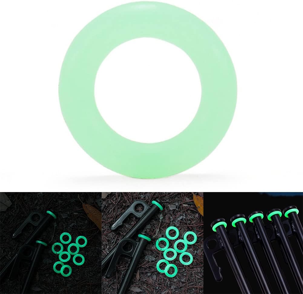 Zestaw 50 fluorescencyjnych, silikonowych kołków do namiotu, wielofunkcyjne, do nocnej obserwacji, okrągły pierścień świetlny, świecące dla...