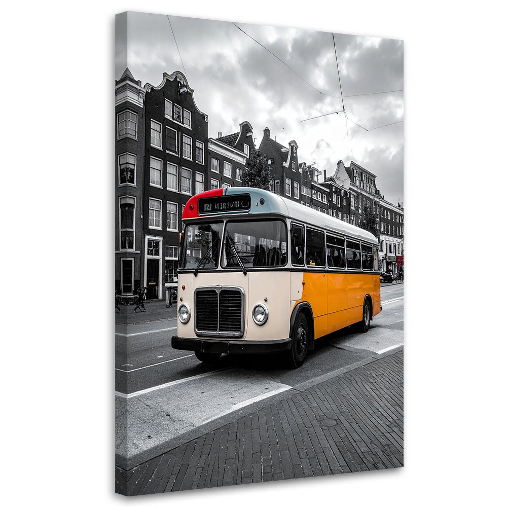 Obraz do salonu biura gabinetu, Retro autobus stojący na ulicy w Hawanie na Kubie 40x60