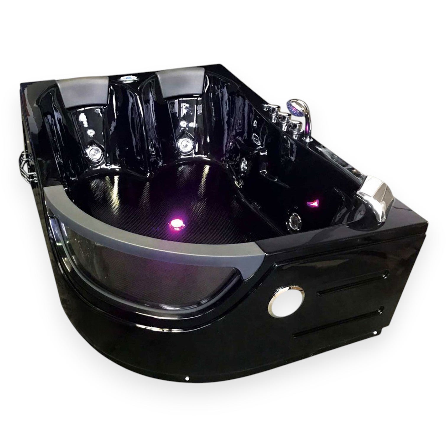 Bañera de hidromasaje negra 120 x 180 cm 2 personas 8 jets - violet
