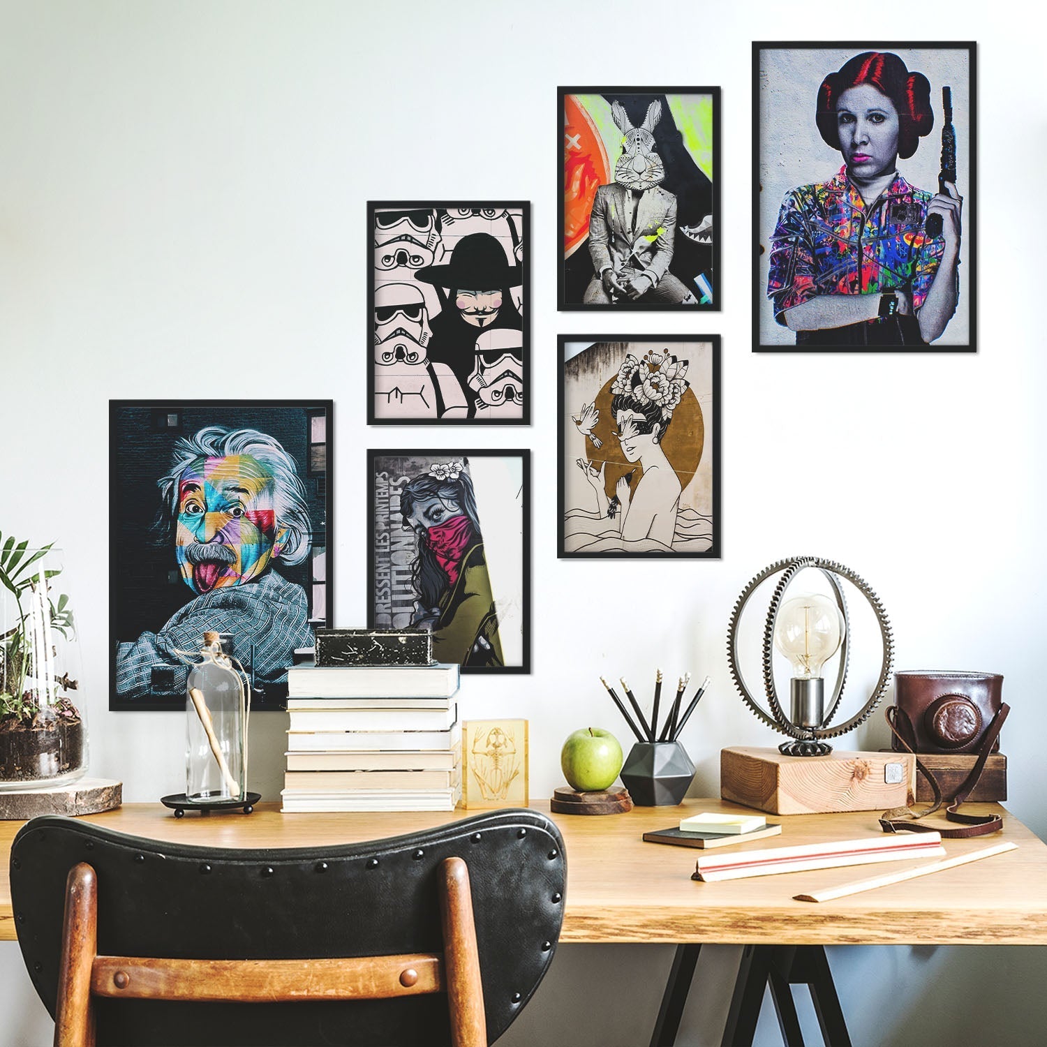 6 pósteres fotograficos graffiti callejero impresion mural arte pop urbano láminas decorativas modernas banksy a3 y a4 sin marco