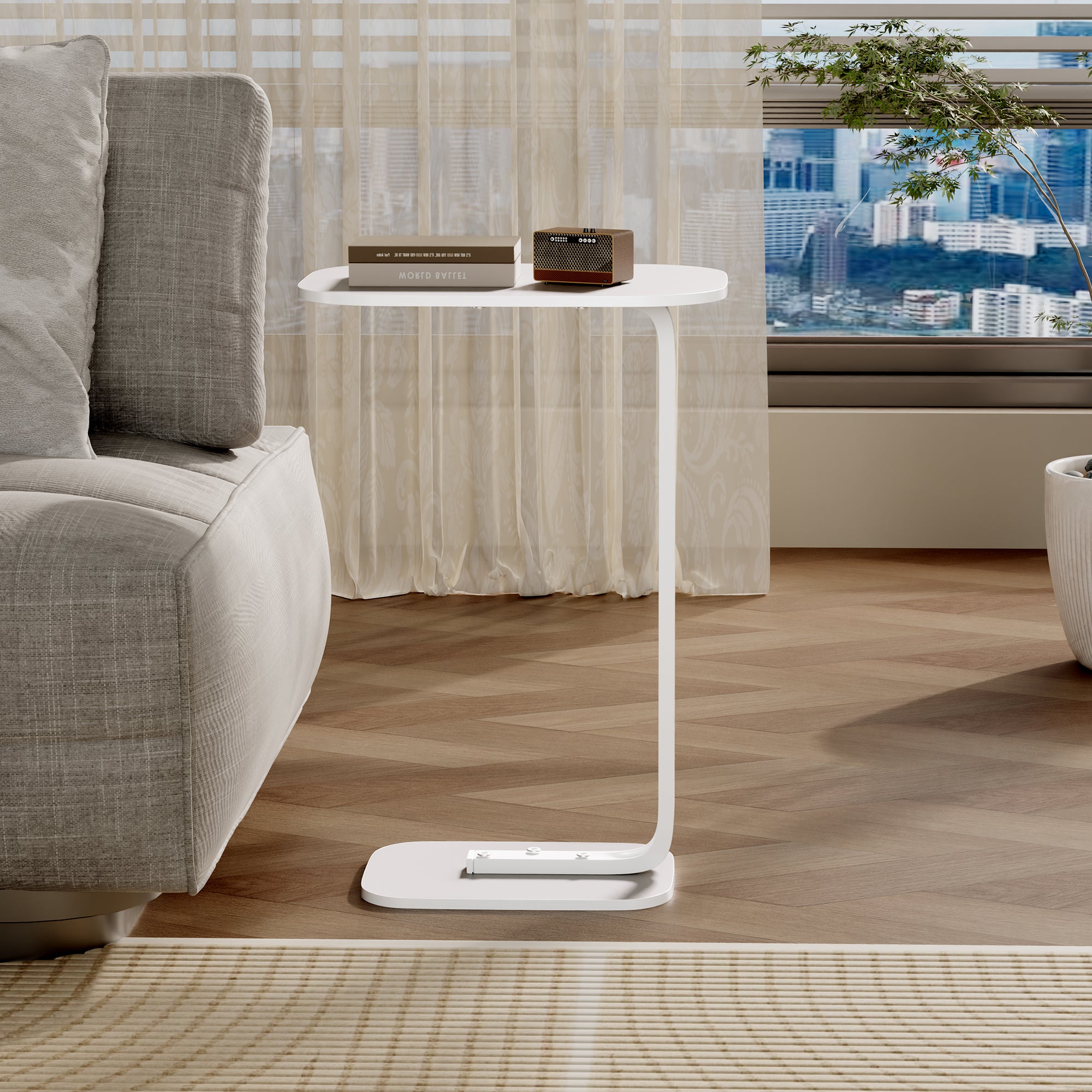 Table d'appoint mobile avec style moderne et minimaliste, adapté pour salon, chambre à coucher ou maison, blanc - 7