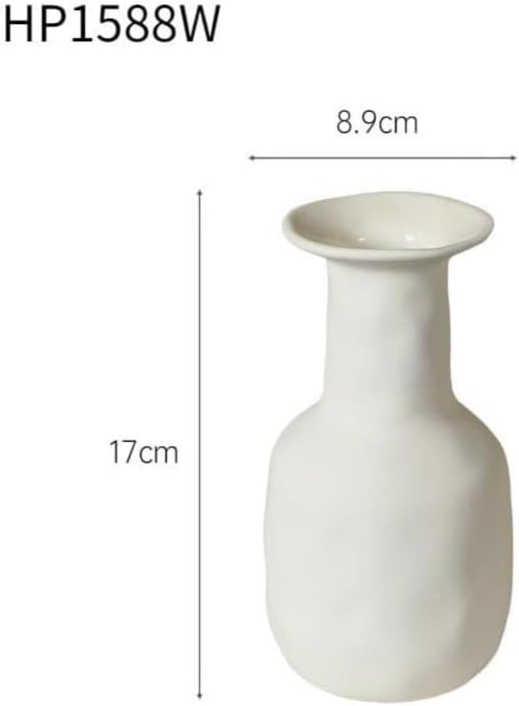 Vase en céramique de Style Nordique, Petit Vase déco pour l'herbe de la Pampa comme décoration bohème, Vase Blanc Mat 17cm - 2