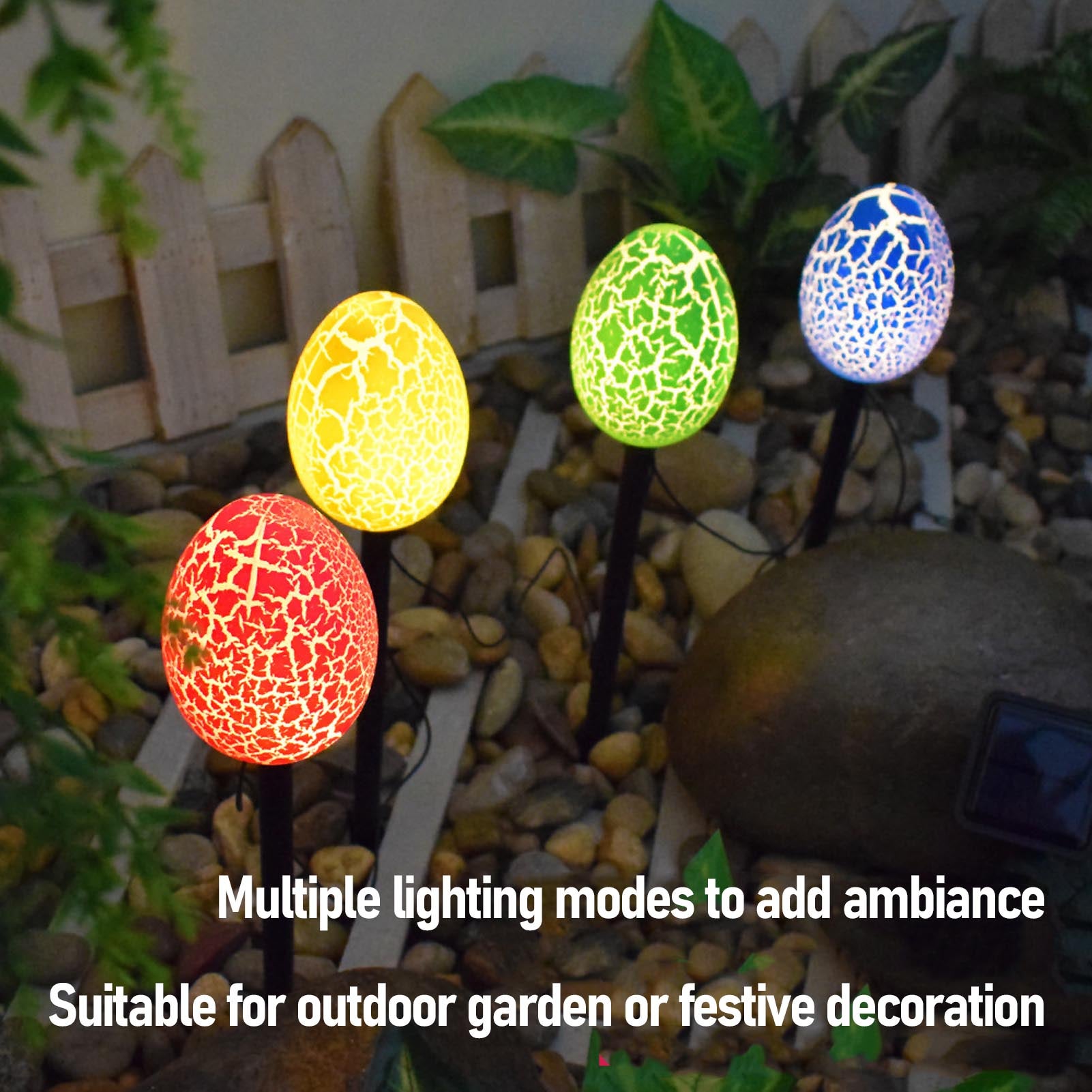 Lumière Solaire Œuf Coloré Œufs Cassés avec Piquet pour le Sol, Lumière Décorative pour Jardin et Cour Extérieure - 3