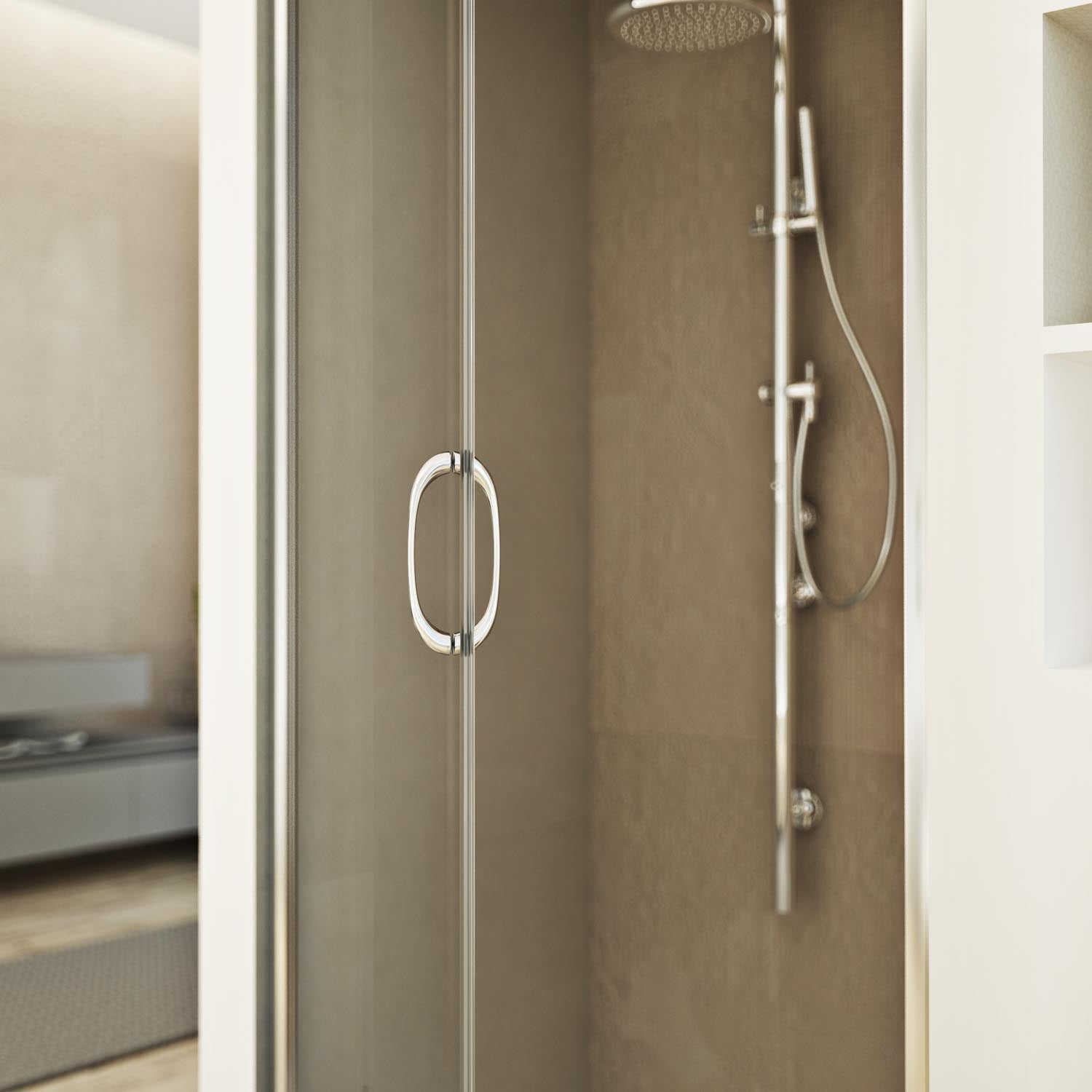 Box Doccia 3 lati 90x100x90 AP. 100 CM H185 trasparente mod. Sintesi TRIO 1 Anta - 9