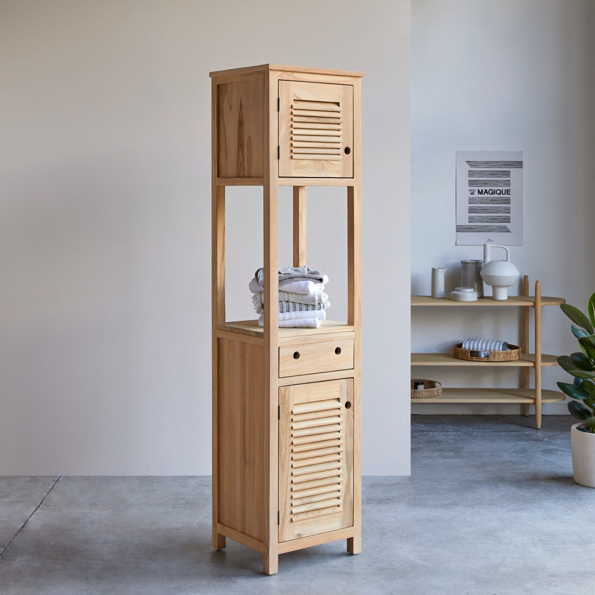 Tikamoon Scaffale a colonna in legno di teak porta oggetti arredo bagno 190cm Tikamoon - 4