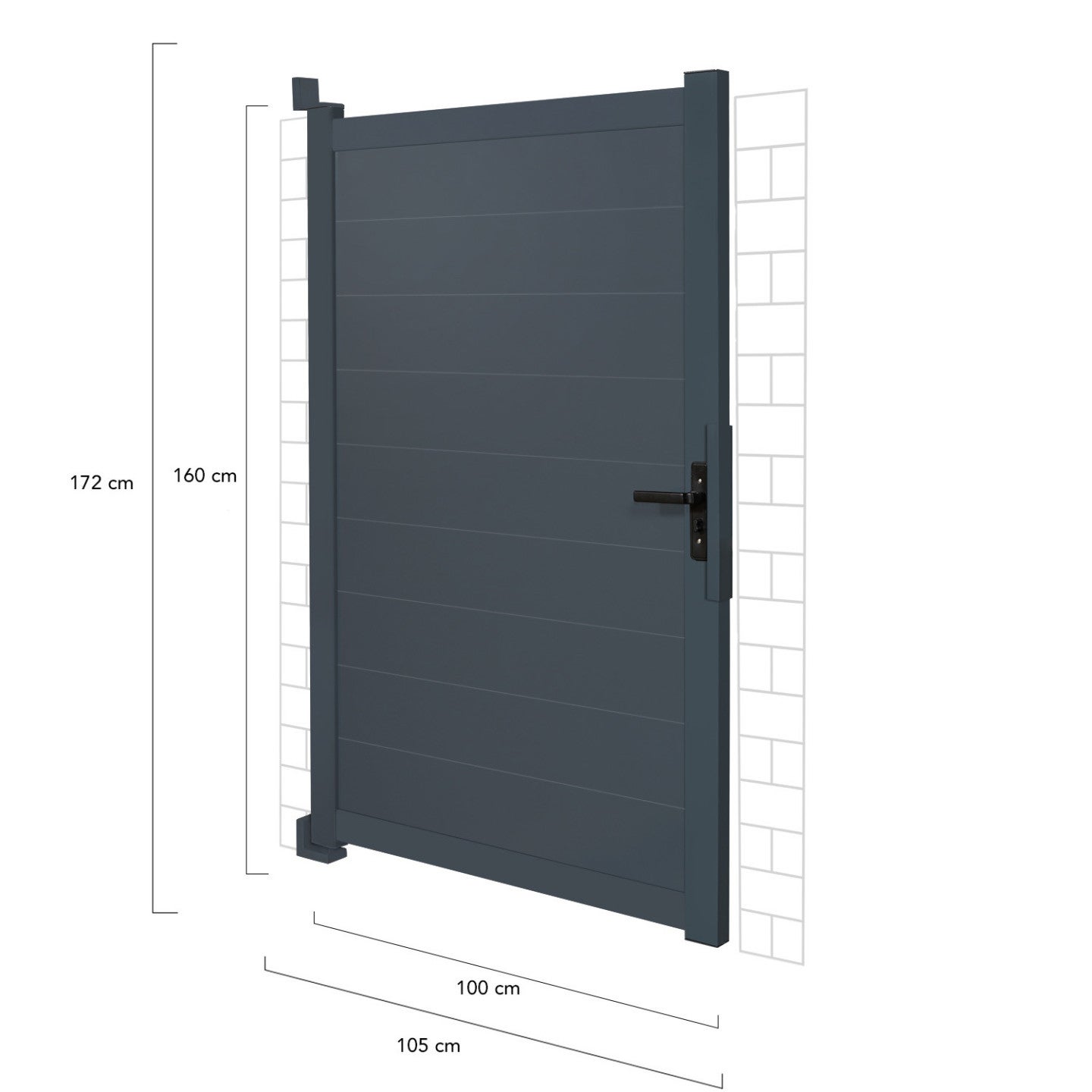 Portillon 100x160 cm en aluminium gris anthracite - 4