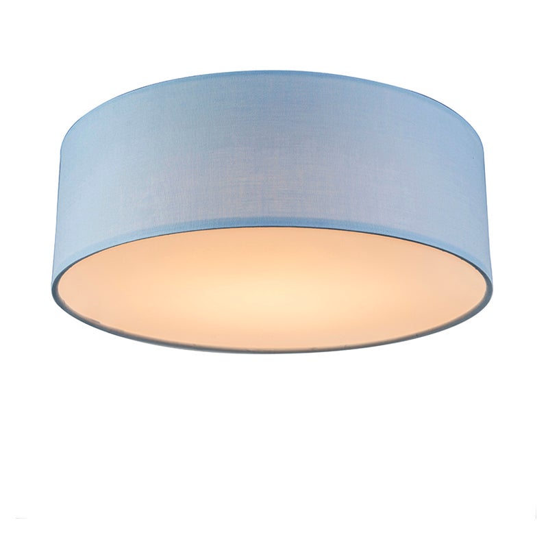 Qazqa nowoczesny plafon z tkaniny - Drum Led - niebieski, okrągły, led zintegrowana 10w zestawie, Integrated led, 3000k, ciepła