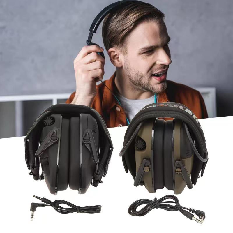 Fones de ouvido eletrônicos com cancelamento de ruído e almofadas auriculares substituíveis, proteção auditiva para caça com amplificador de som - 5