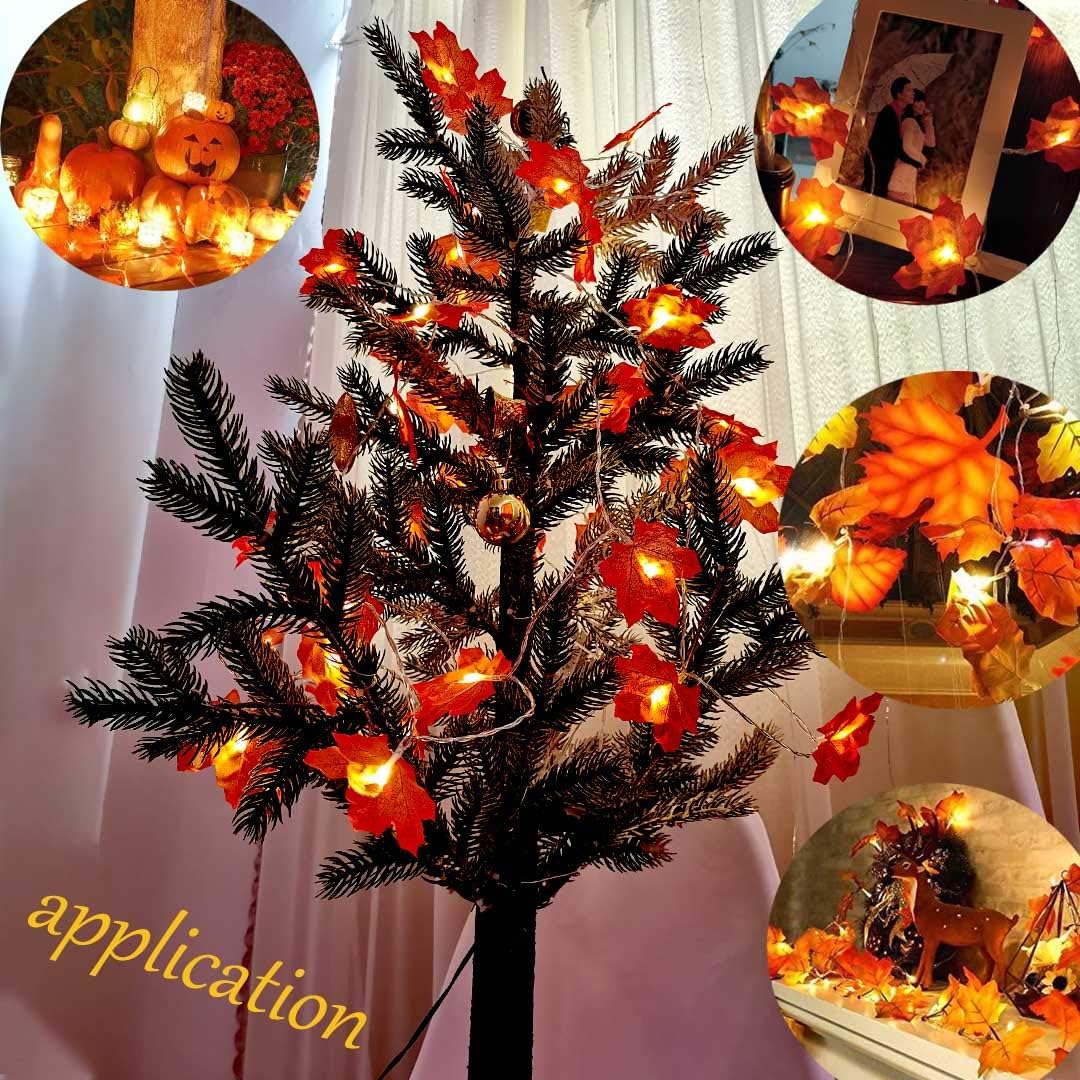 Ghirlanda autunnale, decorazione autunnale, 20 lucine fatate, foglie autunnali, decorazioni natalizie di Halloween, decorazioni per il Ringraziament - 2