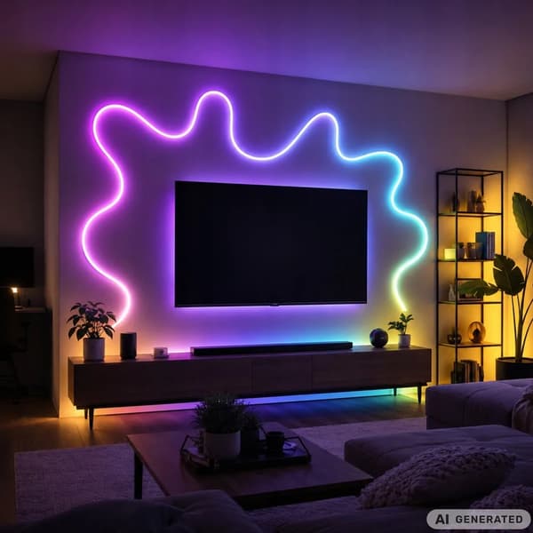 Bande LED néon RGBIC 360° de 5m avec Bluetooth et application | Leroy ...