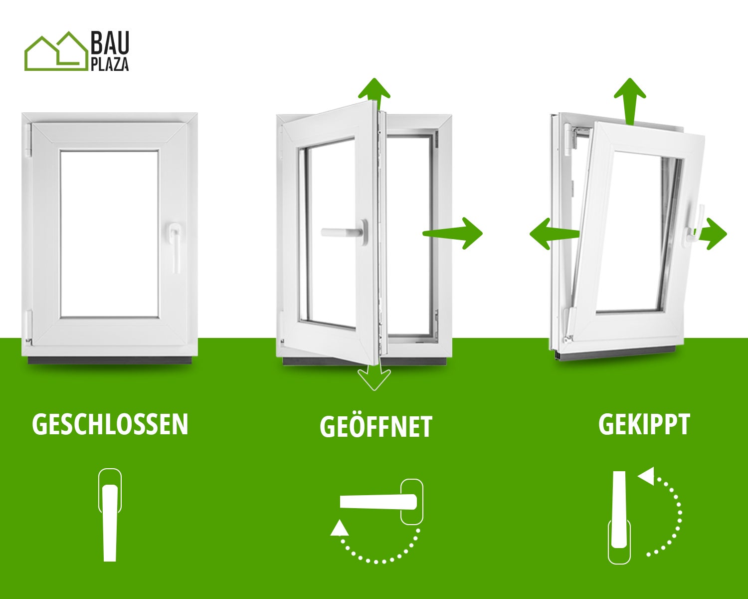 BauPlaza - Fenêtre PVC 60 x 90 cm d'ouverture Gauche double vitrage Toutes les tailles blanc Largeur x Hauteur 600 x 900 mm Oscillo-battant - 4