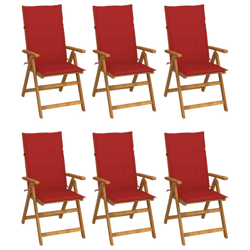 Chaises pliables de jardin 6 pcs avec coussins Bois d'acacia - 2